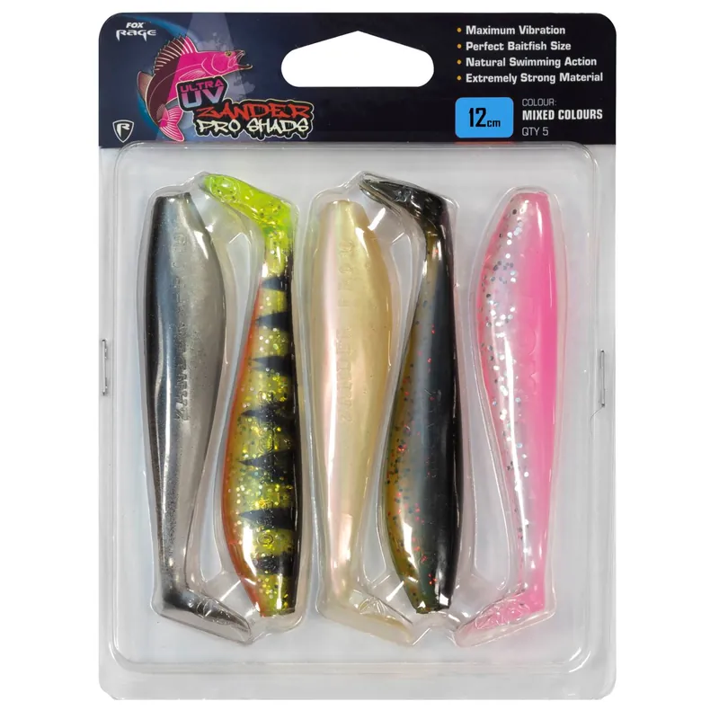 Direktkauf Fox Rage Zander Pro Shad UV Mixed Colour Pack I - Gummifisch Länge: 12cm